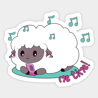 cute sheep listening to music on wireless headphones Sticker